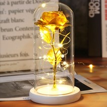 화병 도자기 유리 돌 6색 아름다움과 야수는 유리 돔에 발렌타인 선물 LED 로즈 램프 크리스마스, 14 white base gold