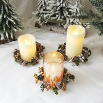 크리스마스 캔들 열매 리스 링 장식 장식품 테이블 센터피스 4color, 1.골드 열매