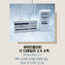 바이더퀄리티 선 디테일러 2.0 스틱 무기차자 끈적임없는 워터프루프 선스틱 백탁 선크림