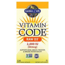 Garden of Life (가든 오브 라이프) Garden of Life Vitamin Code RAW D3 50mcg(2 000IU) 베지 캡슐 120정, 2개