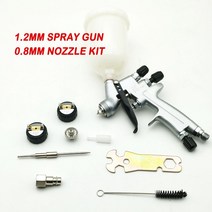 페인트 스프레이건 2021 SRI PRO 스프레이 건 1.2mm 노즐 400CC PPS 탱크 에어 건 페인트 믹싱 컵 및 어댑, 02 Grey 0.8 and 1.2KIT