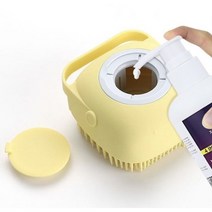 반려동물 실리콘 강아지 고양이 샤워 브러쉬 목욕 일체형브러쉬, 옐로우