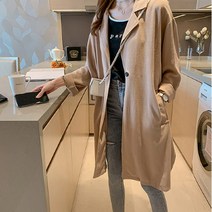 여성용 캐주얼 가벼운 린넨 롱자켓 데일리룩
