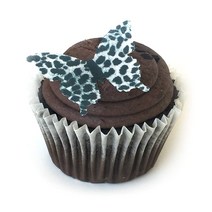 Wild Animal Print Black White Cheetah Snow Leopard Wafer Paper Butterflies 1.75 Inch for Decorating, 1