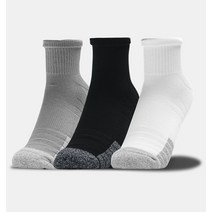 [언더아머 본사]남성 HeatGear 쿼터 삭스 3팩 1353262-035, Gray-L