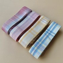 1롤(5마) / 4컬러 타탄 면 체크 원단 테이프 리본 공예 패턴, 핑크