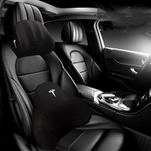 Nosenture 테슬라 모델 3 모델 Y X S 소프트 메모리 폼 요추 지원 통기성 쿠션 여행 베개 머리 받침 목 PainRelief, 중국, 블랙 세트