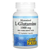 네츄럴팩터스 L-글루타민 1000mg 90 베지캡슐 위장점막 근육 재생 운동후 보충제 고약사 역류성