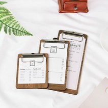 컬러 우드 영수증 빌지 미니 클립보드 집게형 메뉴판 계산서 메모지, 중, 그린