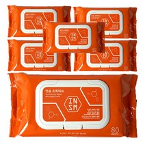 INSM 인숨 소독티슈 캡형 80매 X 6개입, 6개