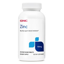 GNC Zinc 50 MG 250 VEGETARIAN TABLETS 아연 250정, 1개, 상세정보참조