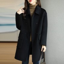 Giikvivi 여성 캐주얼 코트 더블 카라 코트 패션 코트