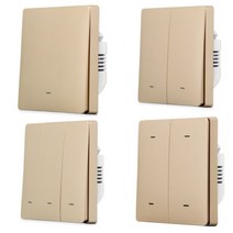 Lonsonho Zigbee 마트 위치 EU 영국 220V 푸시 버튼 조명 Alexa Alice Google Home Assistant Zigbee2mqtt 호환, Gold, 4-Gang, With Neutral