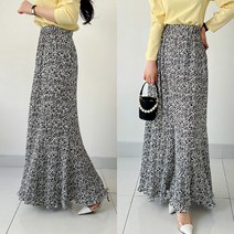 퍼니걸스 9964 밴딩 주름 플리츠 플라워 맥시 롱 스커트 여성의류