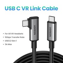 휴대폰 Ugreen-USB C 링크 케이블 퀘스트 2 헤드셋 VR USB 3.2 Gen1 고속 5Gbps 5m 충전 60W, [01] VR Link Cable, 01 5m