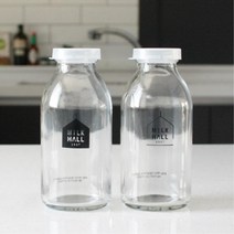 밀크홀 카페 굿즈 유리 미니 우유병 330ml 집들이 간장병 자취방 소스 원룸, 1개