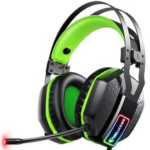 Mifanstech V 10 게이밍 헤드셋 Xbox One PS4 PS5 PC용 7.1 서라운드 사운드 및 50mm 드라이버 오버이어 3.5mm 스테레오 유선 헤드폰 노트북 맥용, Green