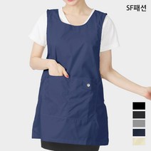 주머니가 있는 얇고 가벼운 앞치마 원피스형 가운 유니폼, M, 연회색(sfwae215)