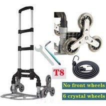 구르마 접이식 핸드카 짐수레 휴대용 카트 2022 계단 등반 카트 모든 지형 수하물 카트 쇼핑 캠핑 대형 핸드 트럭 가방이있는 쉬운 접이식 트롤리, 6 크리스탈 휠 t8