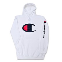Champion 남성용 오버사이즈 풀오버 플리스 후드티 버건디, 6X, White, White