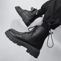 오토바이 부츠 바이크신발가을 겨울 두꺼운 기본 천 Mid-Top 부츠 남성 영국 트렌드 High-Top 캐주얼 신발, 01 39, 05 9972-zipper