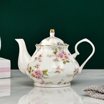 전통 도자기 티 찻잔 세트 유리 티팟 커피 녹차 유럽 ​​본 이나 찻주전자 400ml 영어 찻주전자 고급 도자기 포트 내열 주전자 냄비, 블루 400ML