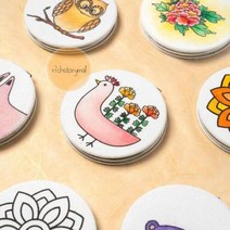 손거울 패브릭 원형손거울제작 DIY 휴대용, 여우 손거울