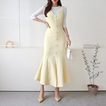 3컬러 슬림핏 뷔스티에 머메이드 여신 롱원피스