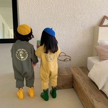 우쭈베베 북유럽 유아동 아기 프린트 불독 점프슈트 아동 상하복 등원룩 남매룩