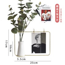 액자달기 데스크테리어 핸드폰사진인화 엽서 그림보관액자 캐리커쳐액자 프레임+화분+플라워데코, 골드프레임+화분A