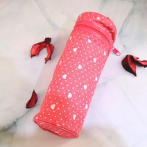 리빙서플라이 원형 필통 지퍼형 학생필통 파우치 핑크, 단품, 단품