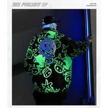 패션 브랜드 얇은 면 코트 남 겨울 자켓 남 프린트 야광 드롭 어깨 패딩 남