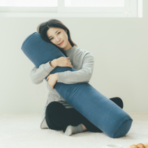 데코럽 순면 피그먼트 바디필로우 사계절 필로우 꿀잠 원형 쿠션 방석 긴 베개, 크림베이지