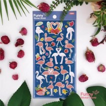 퍼니스티커 AT-210 홍학 플라밍고 아트지 스티커, 단품