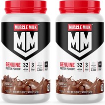 미국직배송 Muscle Milk Genuine Protein Powder 초콜릿 머슬 밀크 제뉴인 프로틴 Chocolate 1.12kg 2병묶음