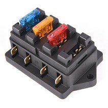 자동차 부품 ATO 블레이드 퓨즈 박스 블록 홀더 신차 4 웨이 회로 표준 12 V/24 V + 22mm 핸들 바 오토바, 한개옵션0