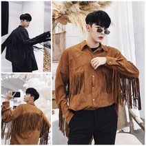 남자 테슬 가을 남방 유니크 웨스턴 태슬 셔츠