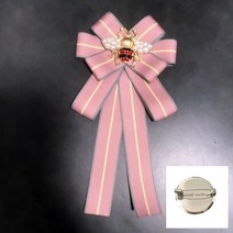 브로치 원석 진주 리본 큰 패브릭 나비 넥타이 소녀 여성 패션 스트라이프 천 셔츠 목