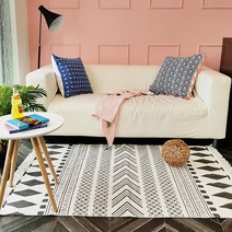 라이프웨어 에스닉 러그 블랙 화이트 100x150cm 카페트/매트/러그/생활/인테리어, 상세페이지 참조