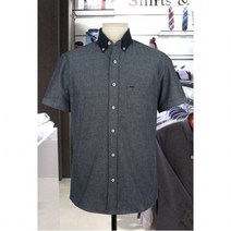 W몰 리차드막시 반팔 클래릭 흑청 슬림핏 캐주얼 반팔 와이셔츠 SMA6225