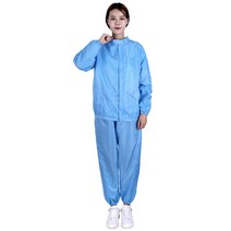베가 방진복 투피스 제전복 C카라 상하세트 크린룸, S, 블루