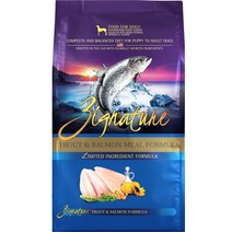 지그네이처 리미티드 성분 포뮬러 그레인프리 송어 연어분 건사료, 12.5-lb bag
