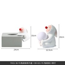 토끼무드등 계묘년 장식품 2023년 새해 이사 집들이 선물 USB충전, 무드등+티슈케이스