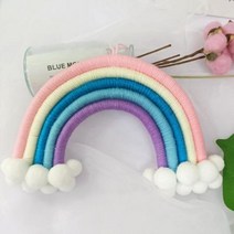 아이방 꾸미기 마크라메 무지개 모빌 인테리어 소품 벽 장식 신생아방 애기방, 레드