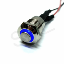 LANBOO 12파이 락 푸쉬락 3색 LED스위치 돌출형노브 방수 메탈스위치 IP65 LED 5~24V 배선포함X