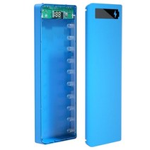 10*18650 배터리 저장 상자 DIY 보조베터리 충전기 외부 케이스 2 USB 출력 포트 플라스틱 쉘 LCD 디스플레이, [03] blue