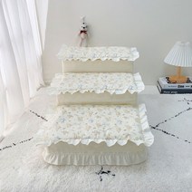 강아지 계단 펫스텝 침대계단 애완 동물 럭셔리 디럭스 사다리 작은 개 고양이 램프, [01] 3Steps 65x40x30cm, [14] Floral Cartoon