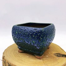 예운분-102 원형사각 청색 다육이화분 도자기화분