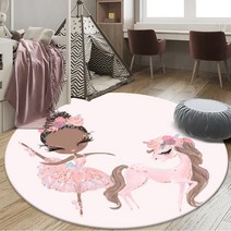 귀여운 만화 흰색 어린이 놀이 매트 발레 소녀 침실 깔개 놀이방 라운드 공간 미끄럼 방지 장식 러그