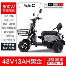 출퇴근 삼륜 전동 스쿠터 3륜바이크 어르신 자전거 전기 오토바이 전동차, 48V, 600W 13AH블랙골드화이트레드그레이블랙옵션
